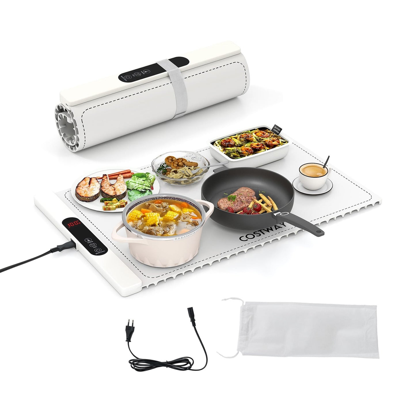 Electric Food Warming Mat, Silicone, 6 Temp Settings