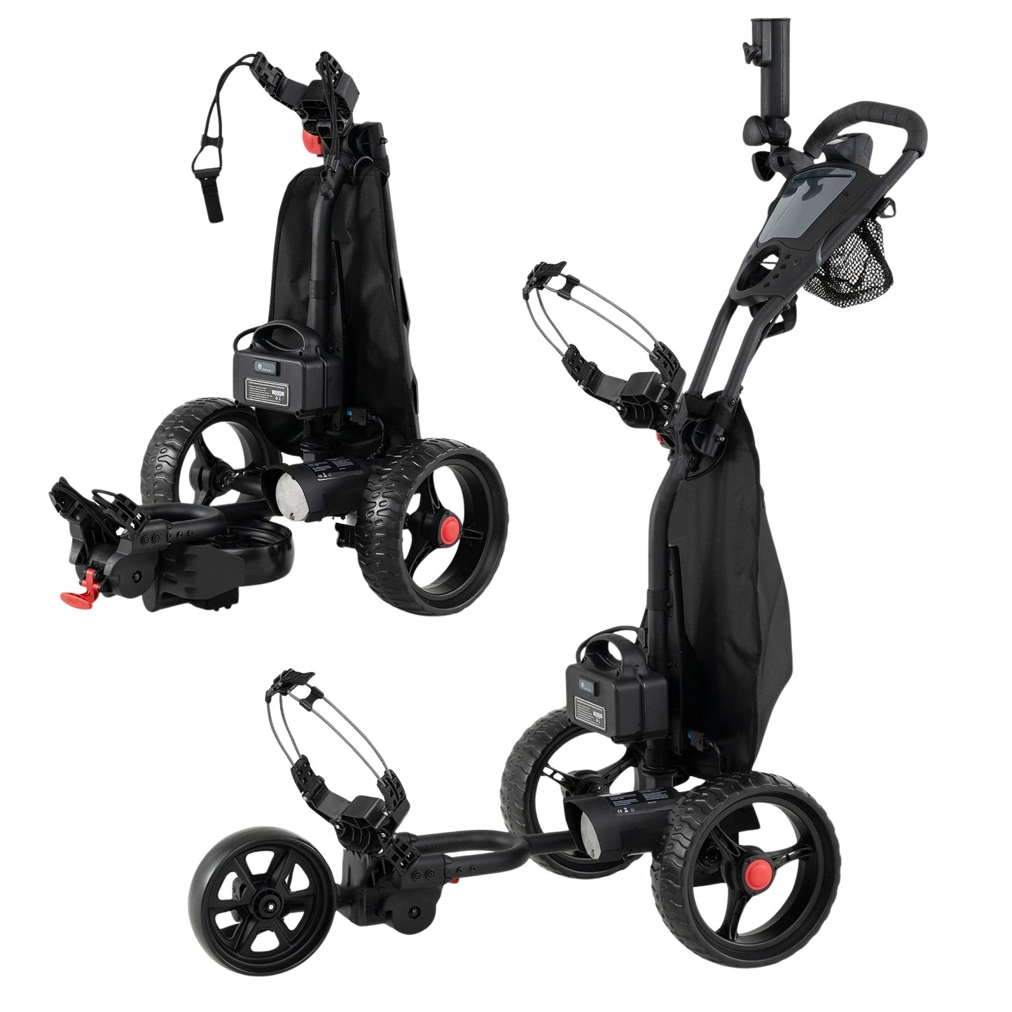 Electric Golf Pushcart, 3-Wheel, Adjustable Handle, USB Port