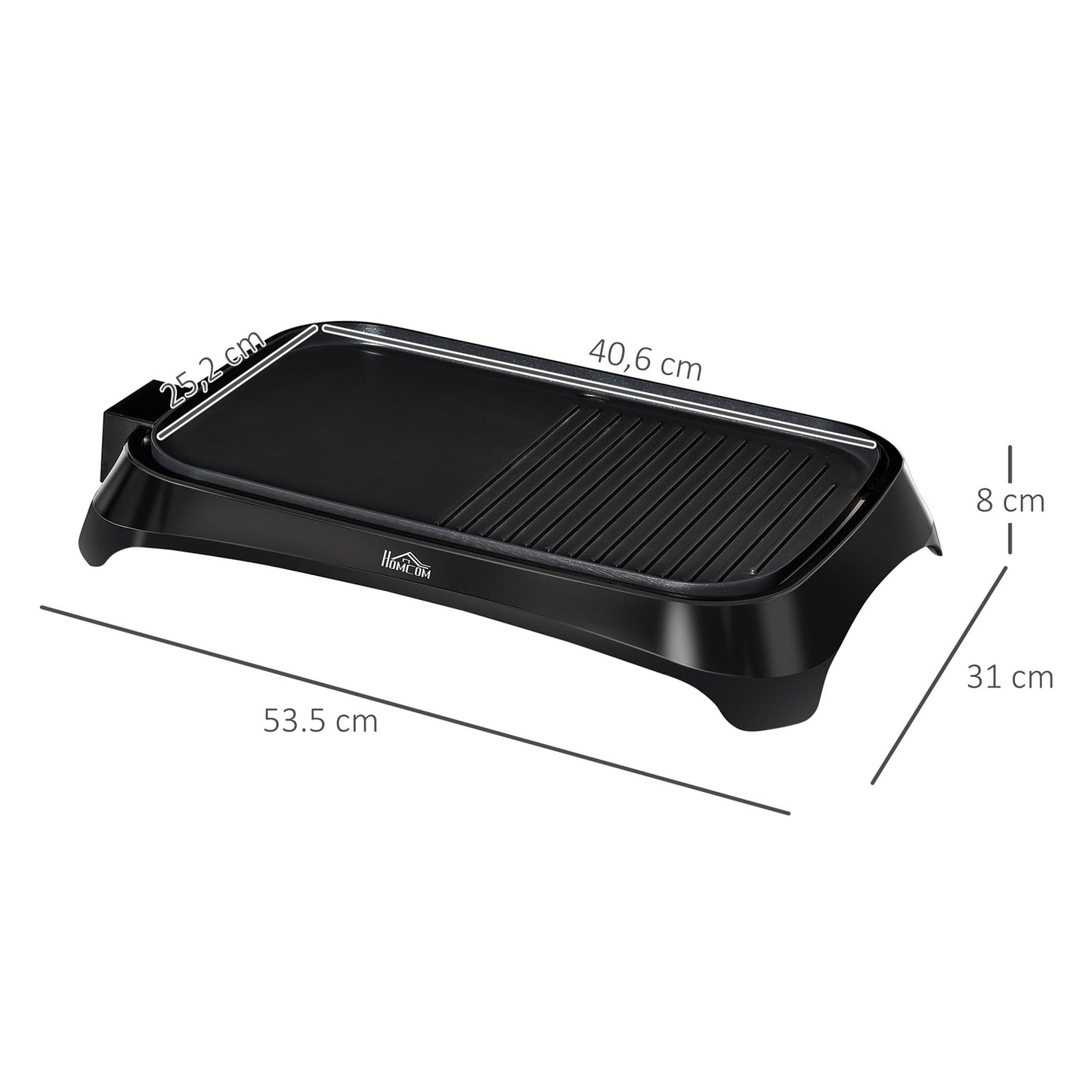 Electric grill, non-stick plate, adjustable thermostat, 1600W