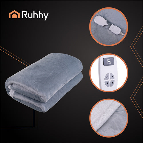 Electric Heated Blanket, 180x130cm, 10 Modes, Gray