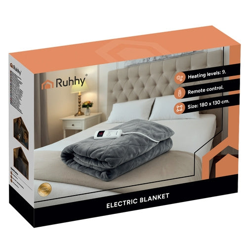 Electric Heated Blanket Mat, 180x130cm, 6 Modes, Remote
