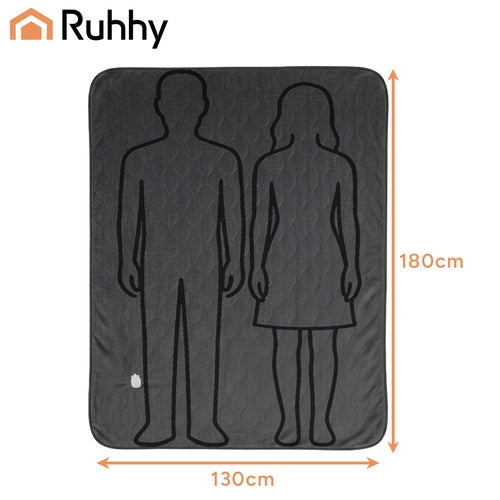 Electric Heated Blanket Mat, 180x130cm, 6 Modes, Remote