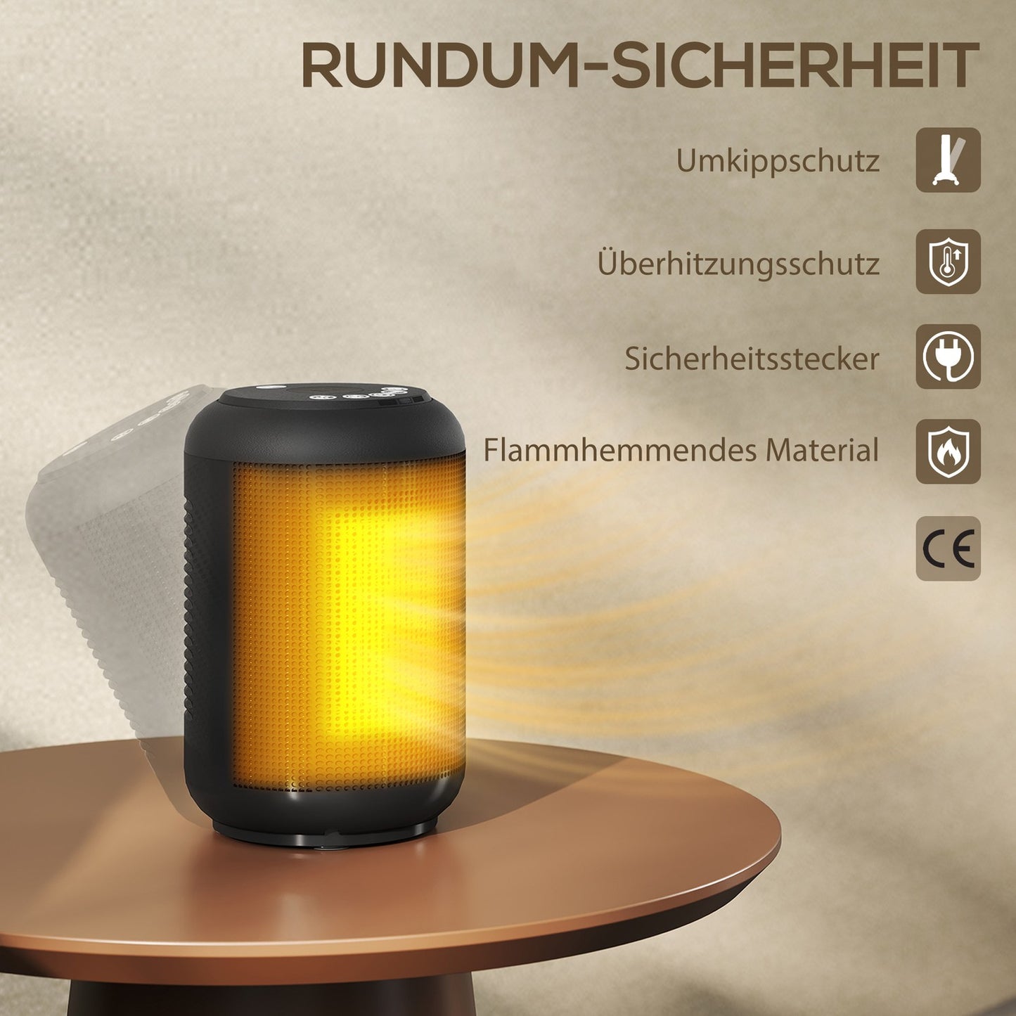 Electric Heater, 1500W, 3 Modes, Timer, Safety Features