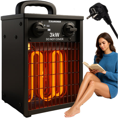 Electric Heater 3000W with Thermostat, IPX4 Protection