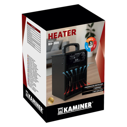 Electric Heater 3000W with Thermostat, IPX4 Protection