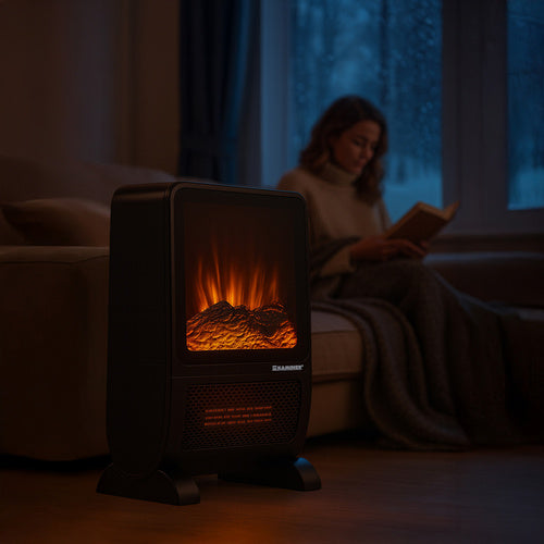 Electric Heater with 3D Flame Effect, 2000W, Remote Control