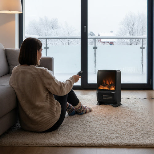 Electric Heater with 3D Flame Effect, 2000W, Remote Control