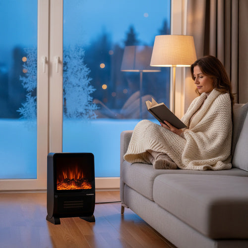 Electric Heater with 3D Flame Effect, 2000W, Remote Control