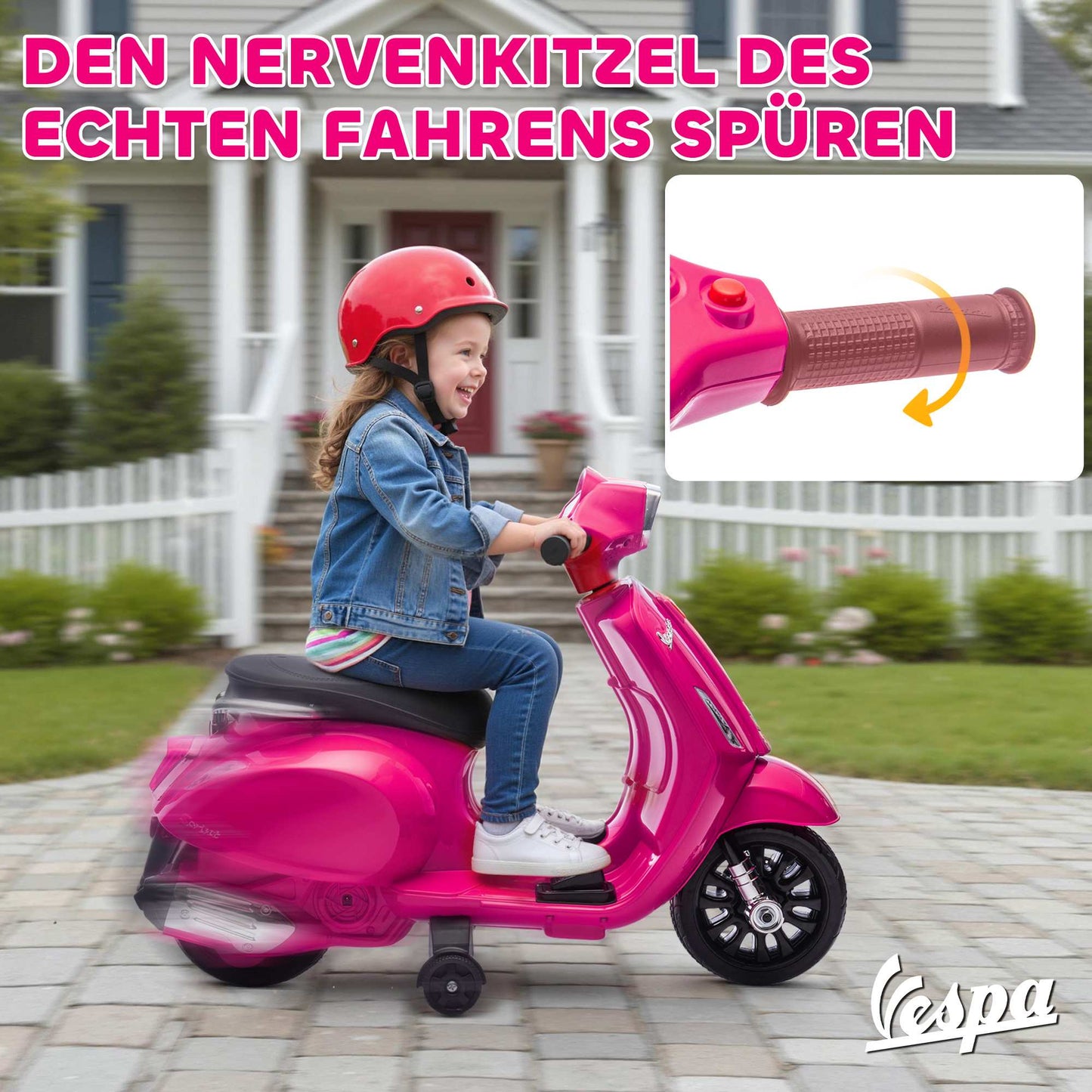 Electric Kids Motorcycle with Training Wheels, 2.5 km/h Speed