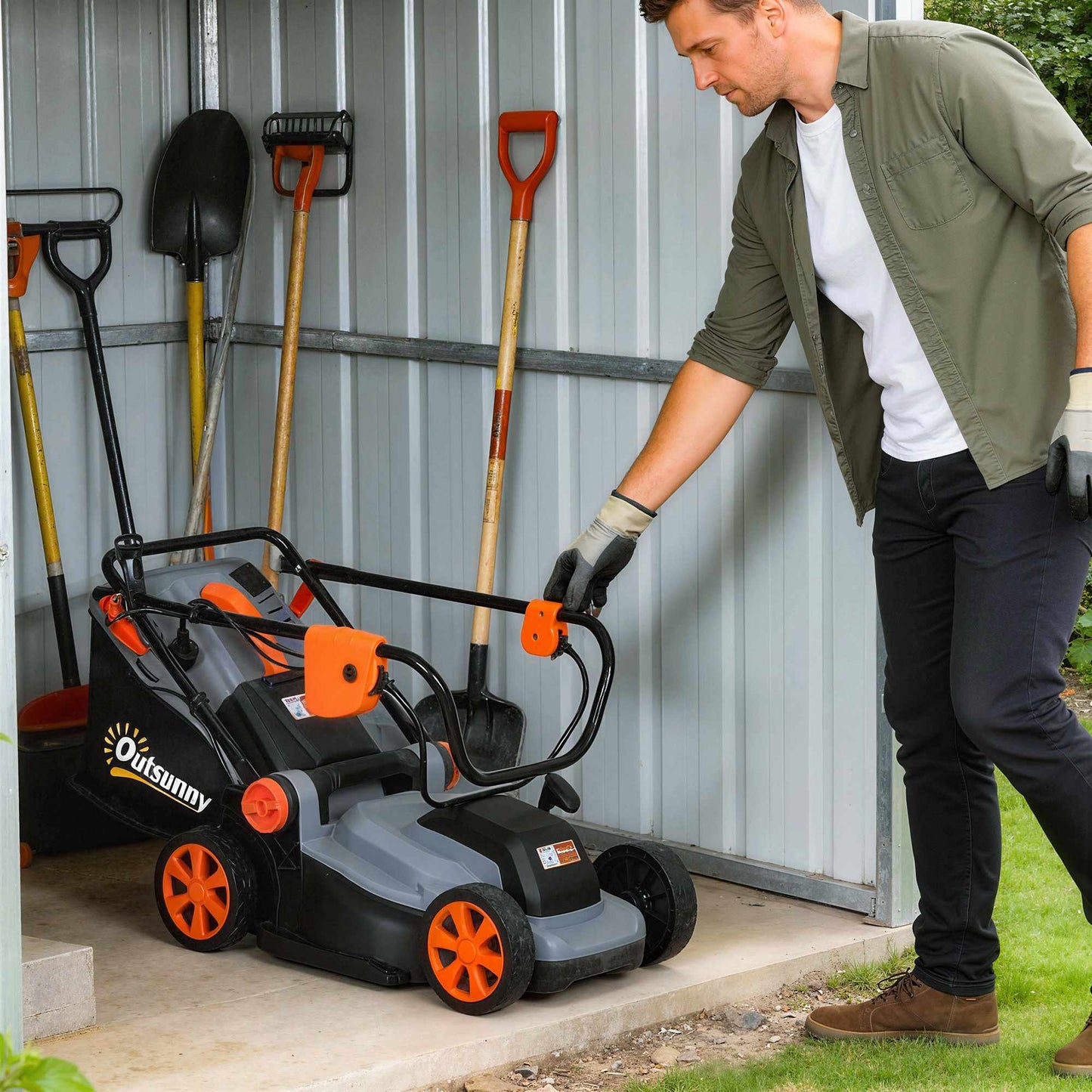 Electric Lawn Mower, 34cm Width, 1200W Motor