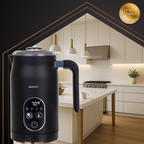 Electric Milk Frother with LED Display, 500W, 4 Modes