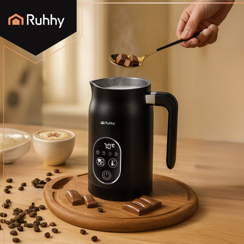 Electric Milk Frother with LED Display, 500W, 4 Modes