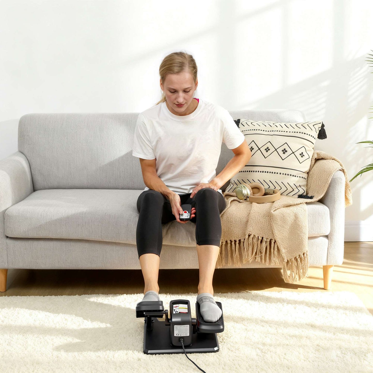 Electric Mini Elliptical Trainer, 12 Speeds, Remote, LED Display