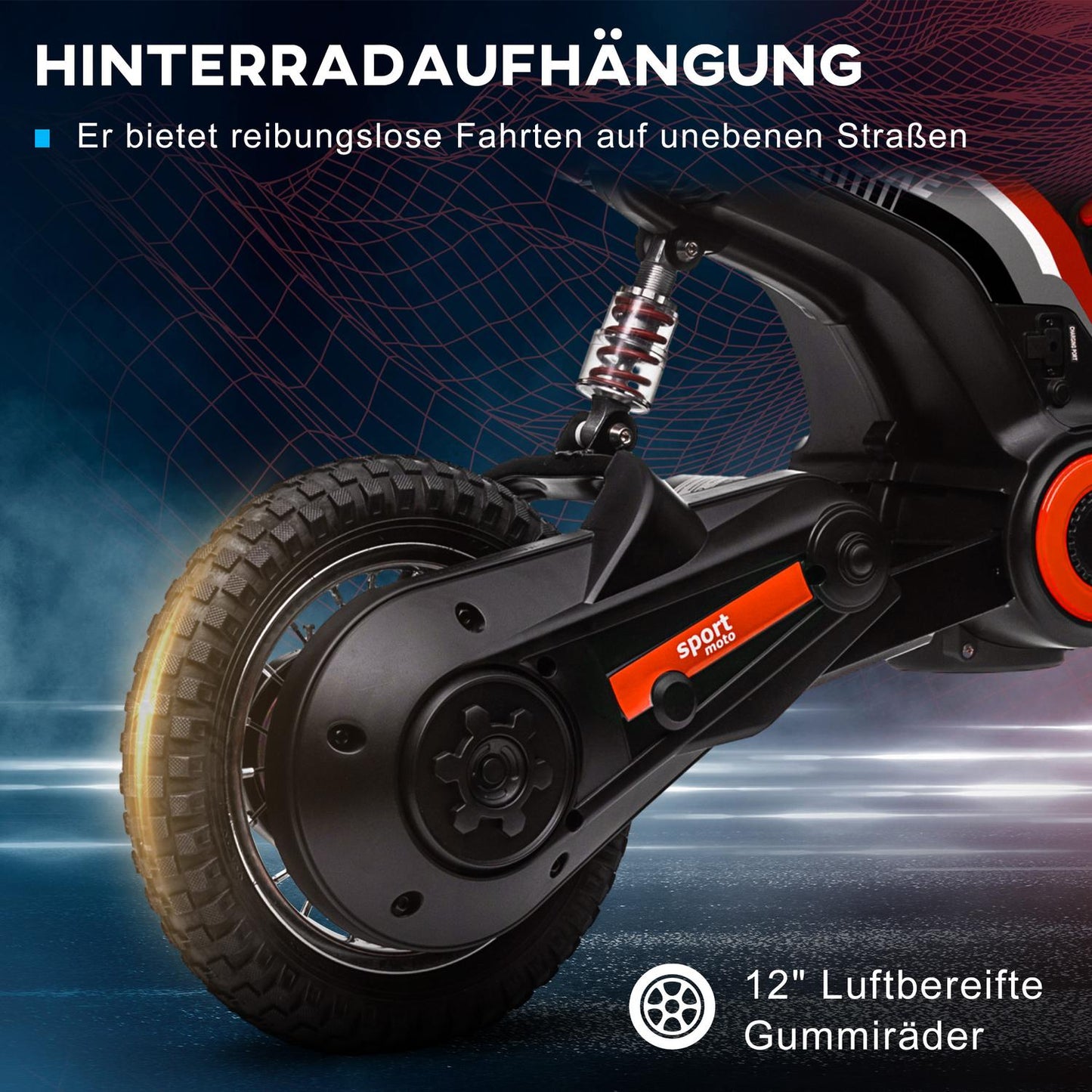 Electric motorcycle for children, 24V 350W, 8-16 KMH, 12"" tires