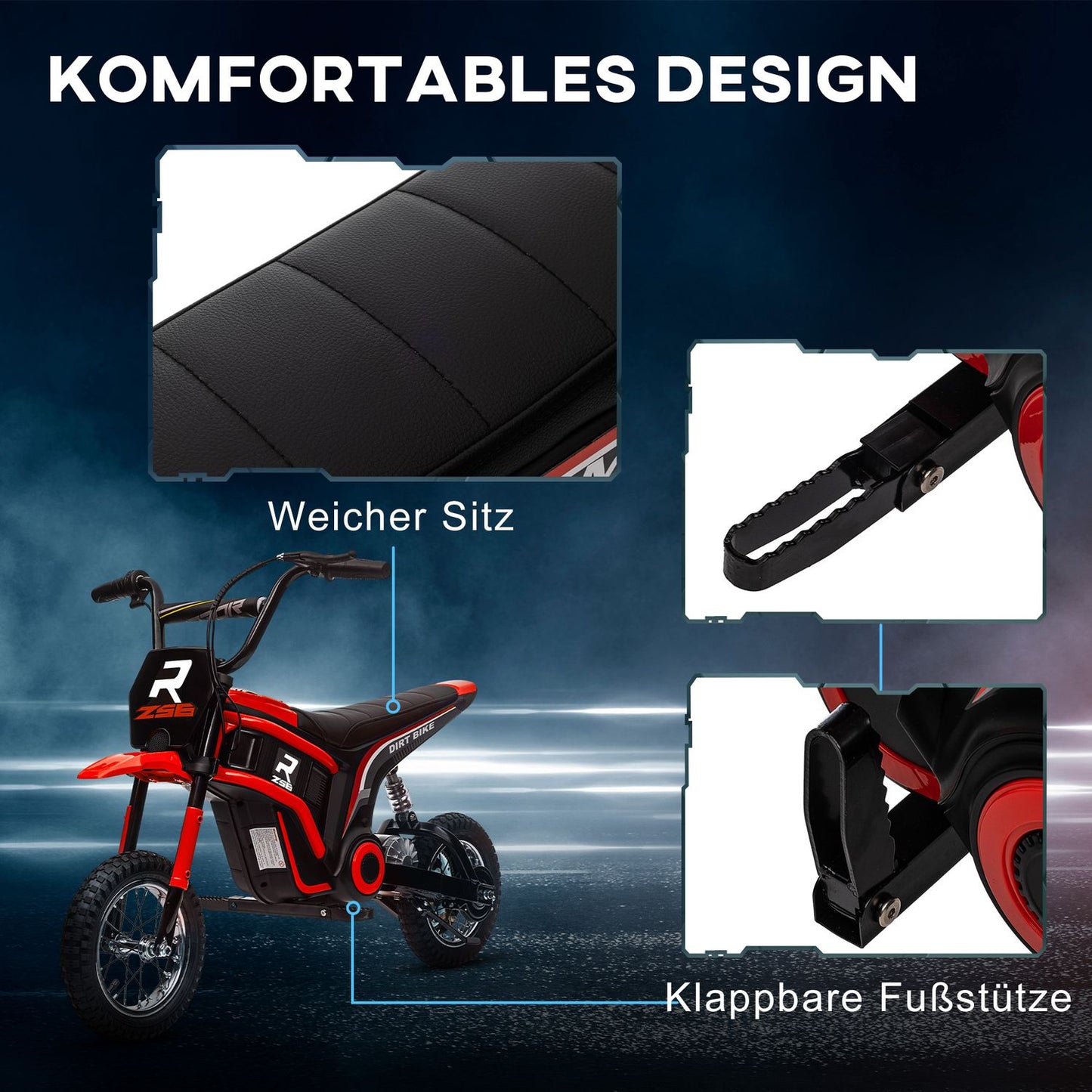 Electric motorcycle for children, 24V 350W, 8-16 KMH, 12"" tires