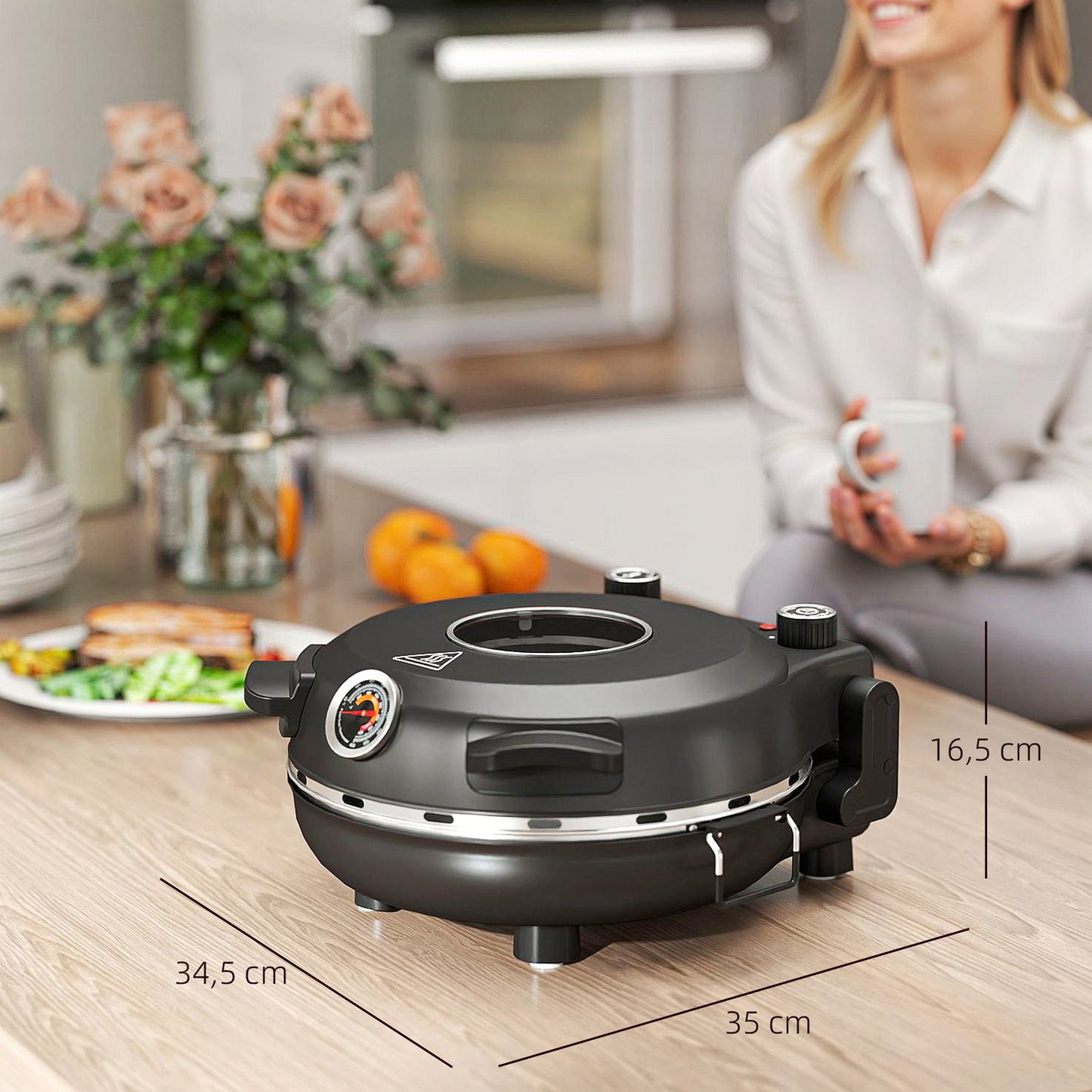 Electric Pizza Oven, 430℃, 1200W, 30cm Stone, Timer