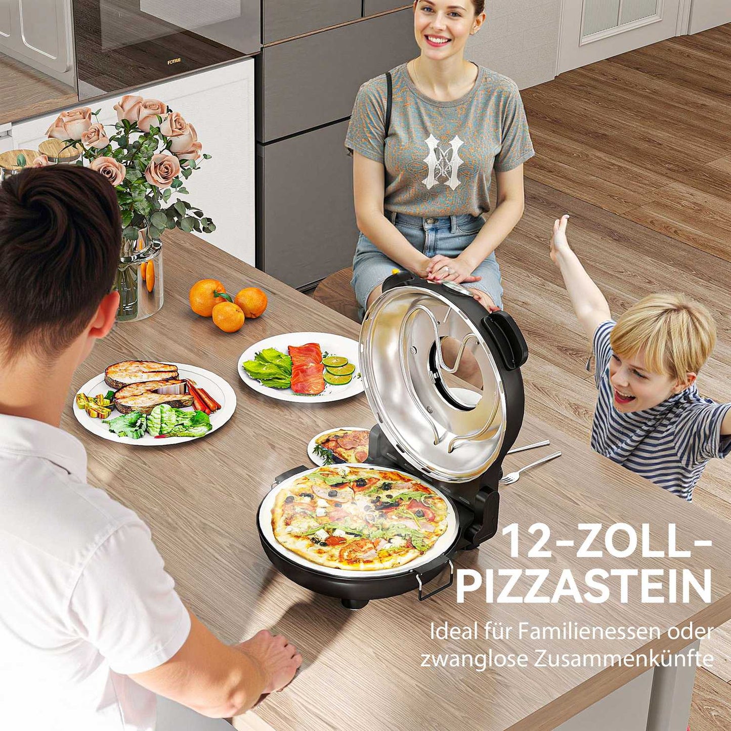 Electric Pizza Oven, 430℃, 1200W, 30cm Stone, Timer