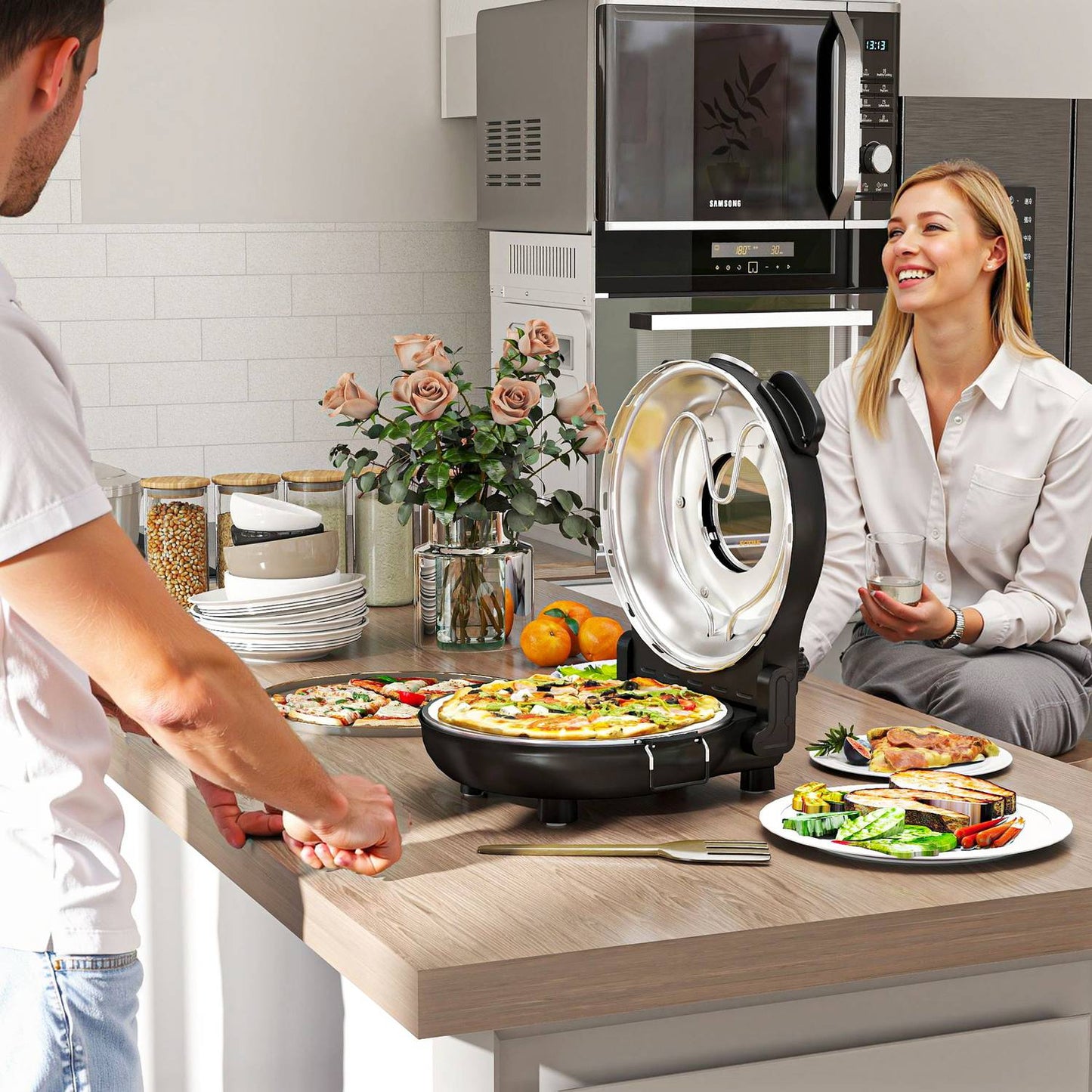Electric Pizza Oven, 430℃, 1200W, 30cm Stone, Timer