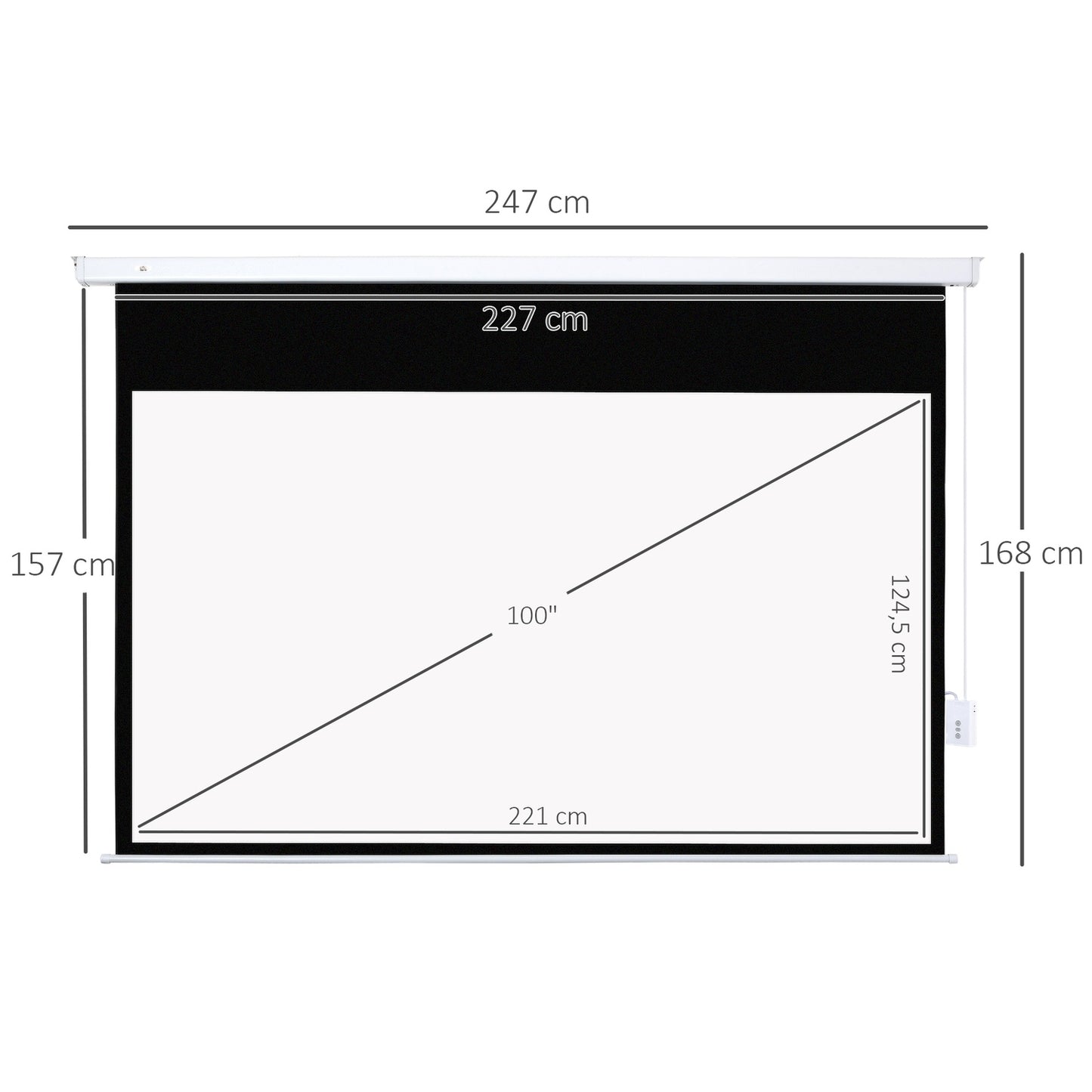 Electric Projector Screen 100" 16:9 HD 4K with Remote