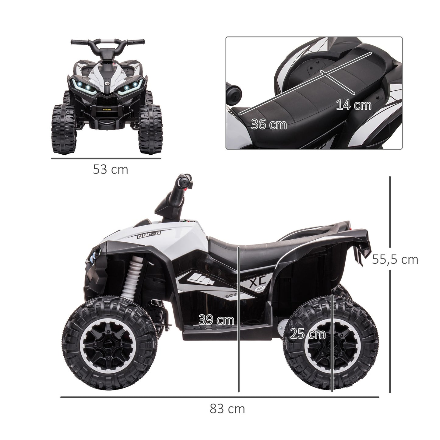 Electric Quad Bike for Kids, 12V, USB & MP3, Ages 3-5, 1.5-3 km/h