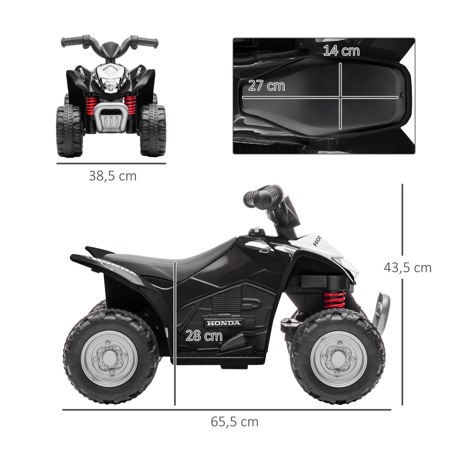 Electric ATV for kids with LED lights and horn, black