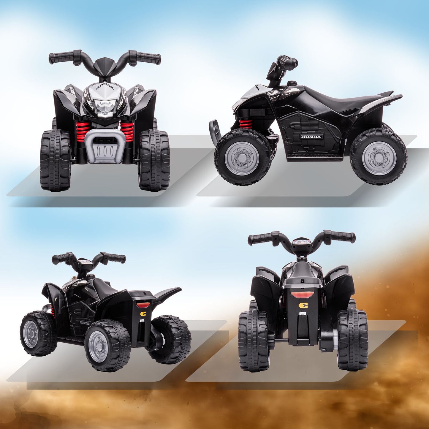 Electric ATV for kids with LED lights and horn, black