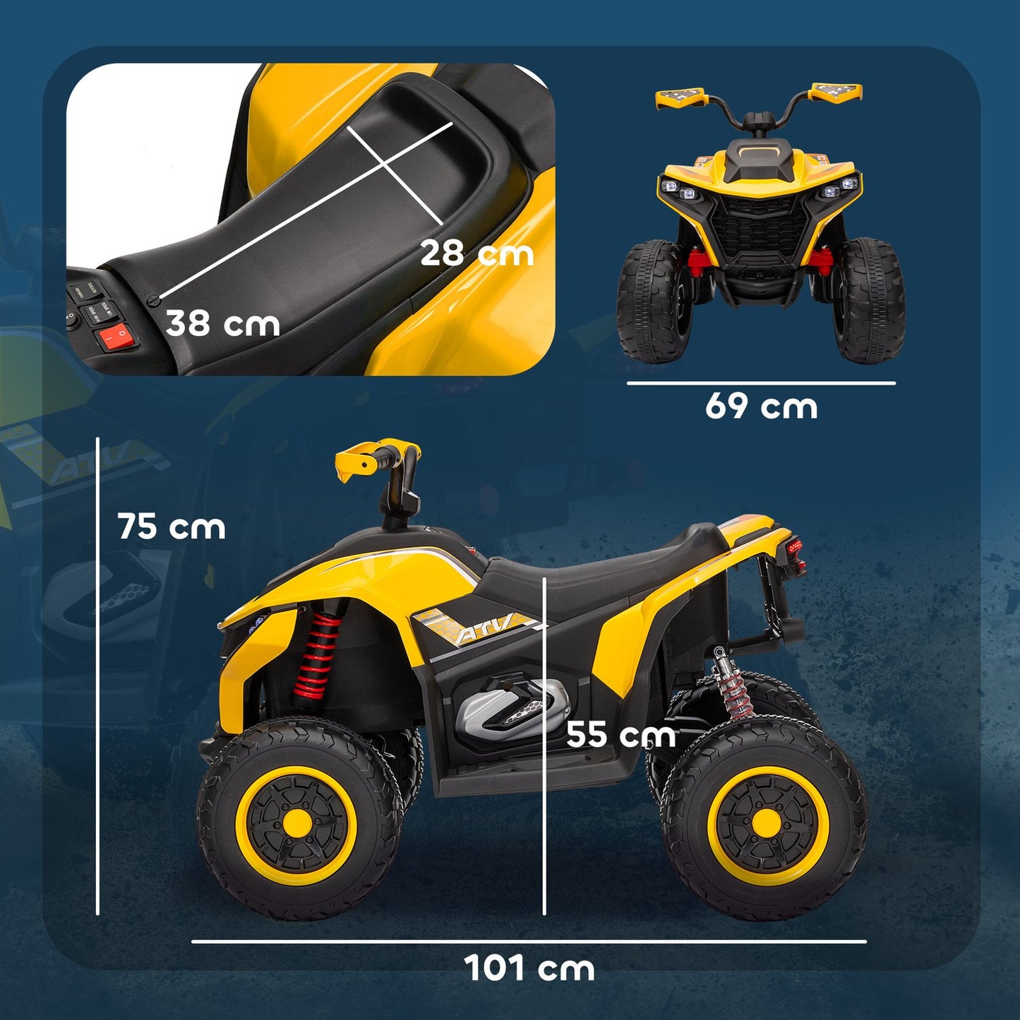 12V Electric Quad for kids with suspension and LED lights