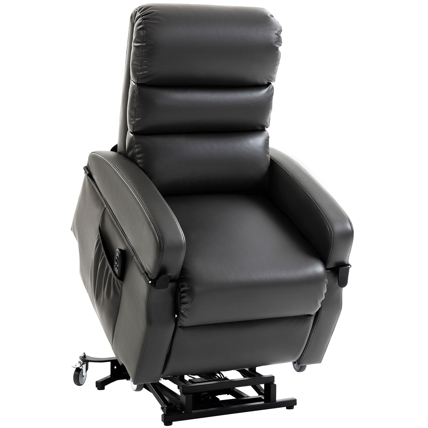 Electric Recliner Chair with Lift, Faux Leather, Dark Grey