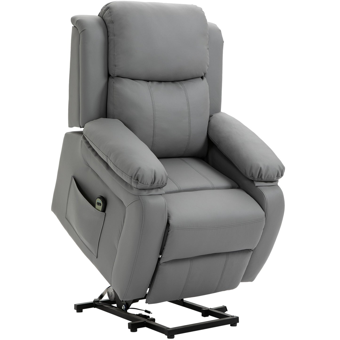 Electric Recliner Chair with Lift, Faux Leather, Grey