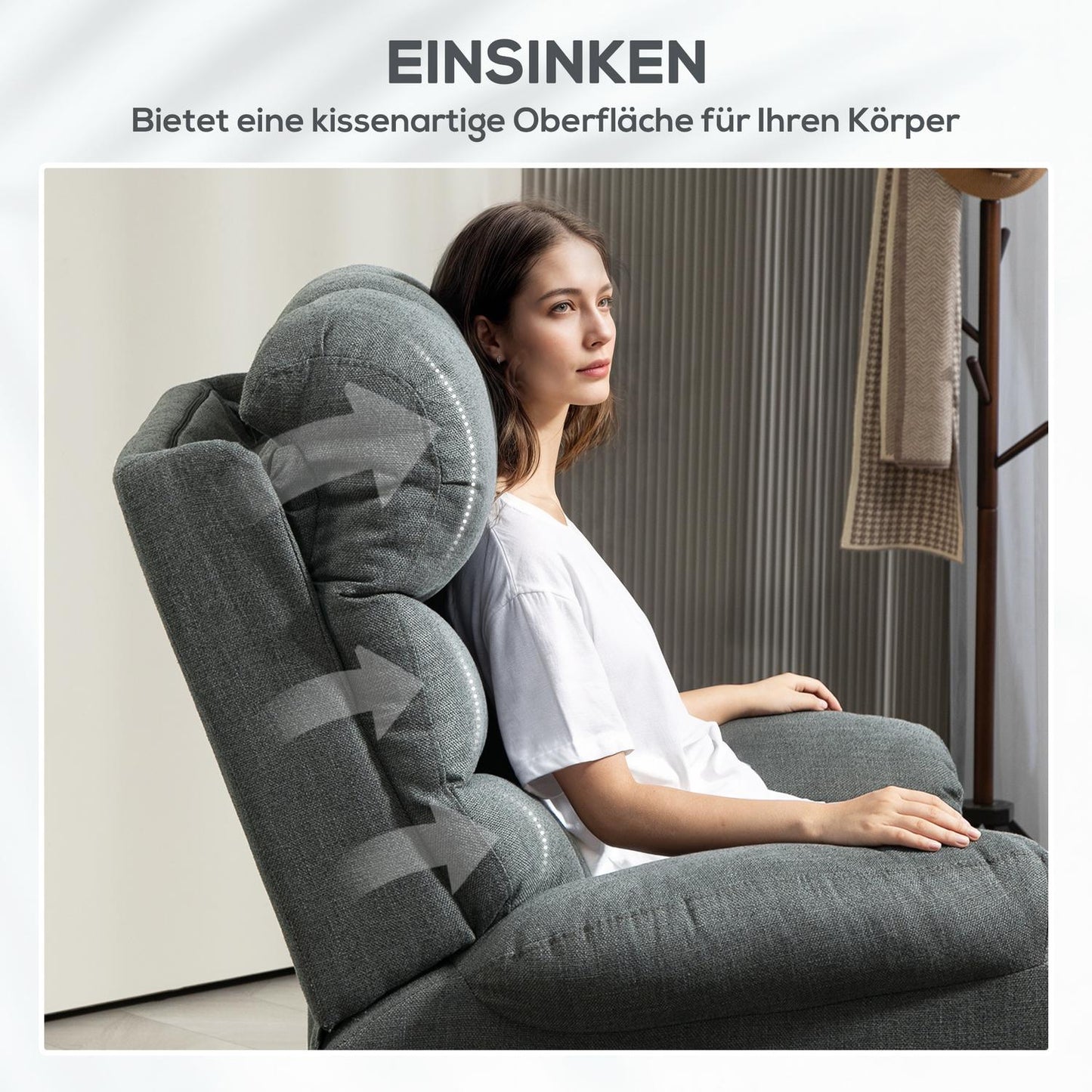 Electric Recliner Chair with Lift, Massage, Dark Grey Fabric