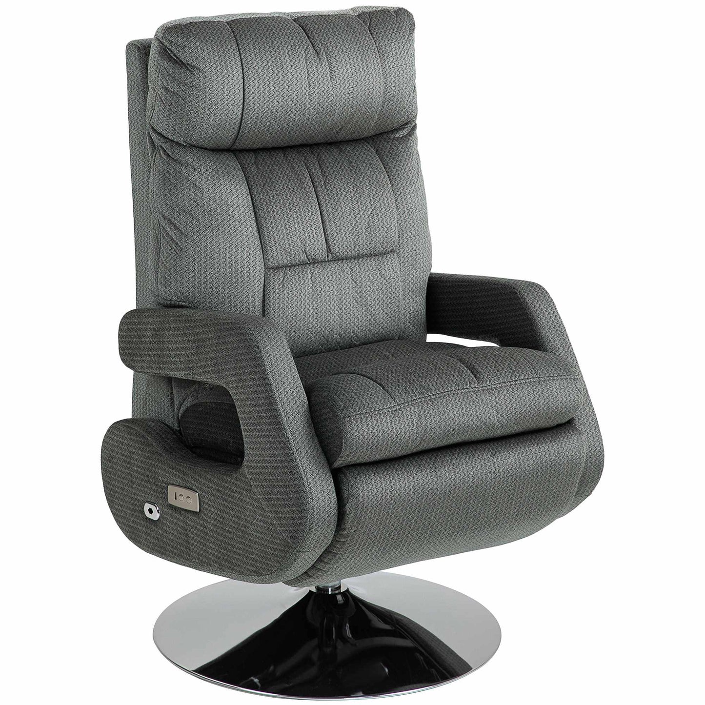 Electric Recliner Chair with USB, Velvet, Swivel, Grey