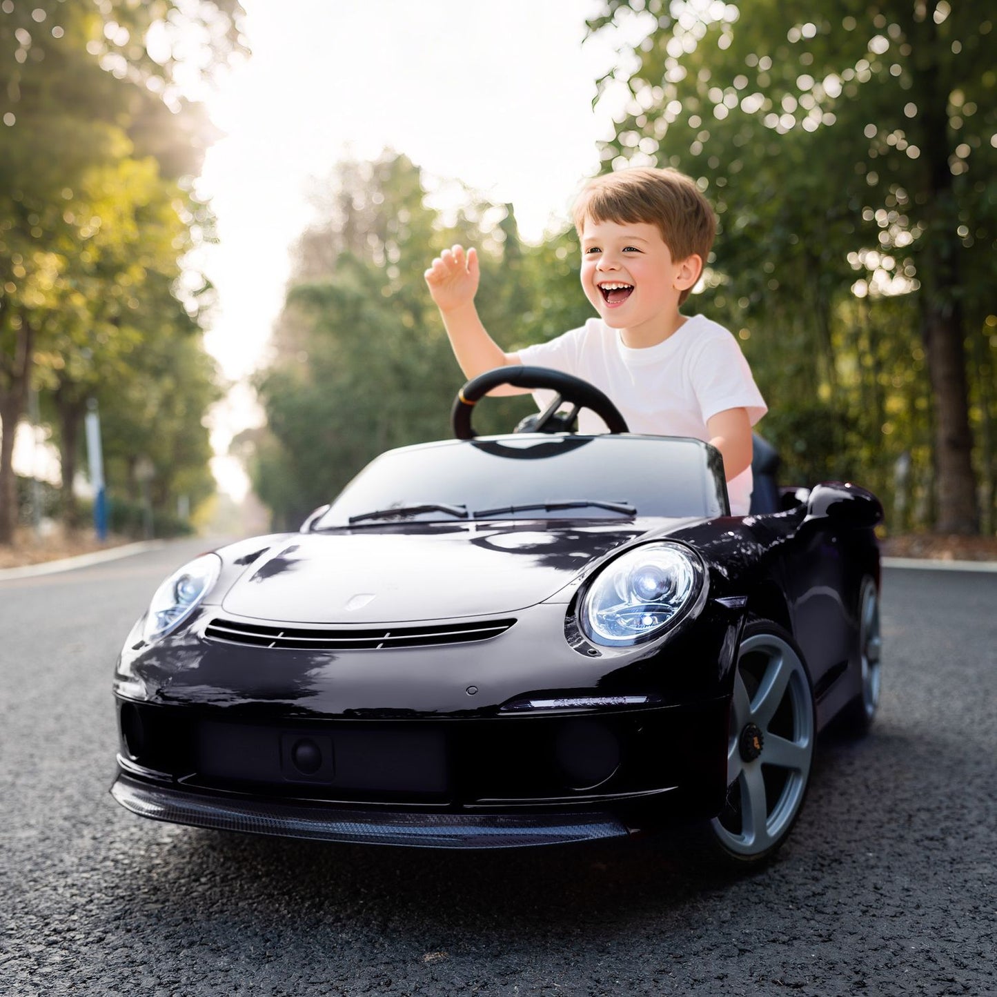 Electric Ride-On Car for Kids, Remote, Music, Black