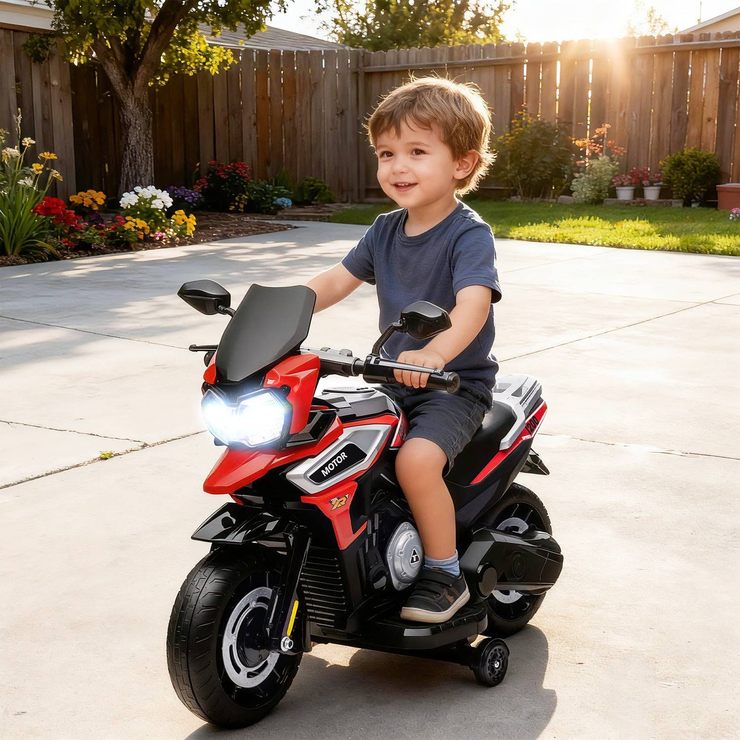 Electric Ride-On Motorcycle for Toddlers 18-36 Months, Red