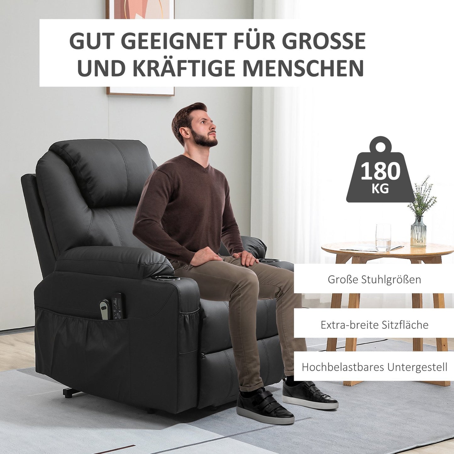 Electric reclining massage chair with stand-up assist