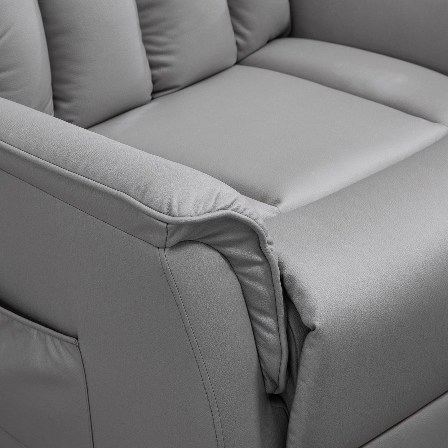 Electric recliner with standing aid, microfibre grey