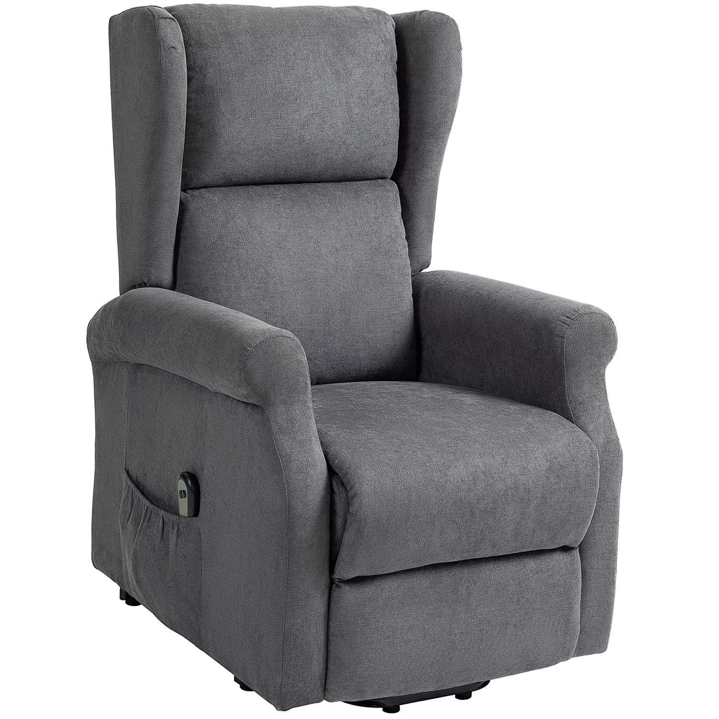 Electric recliner with standing aid and side pocket