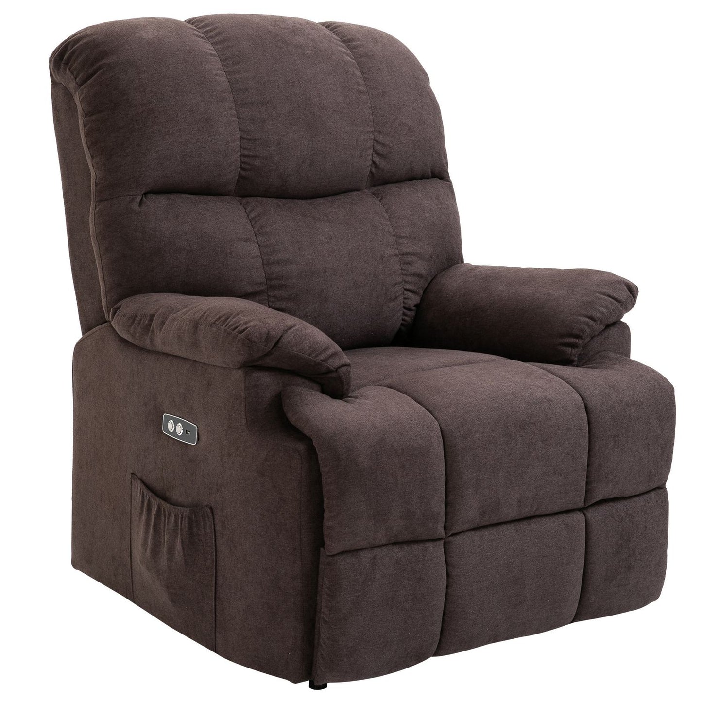 Reclining electric TV chair with USB, footrest, dark grey