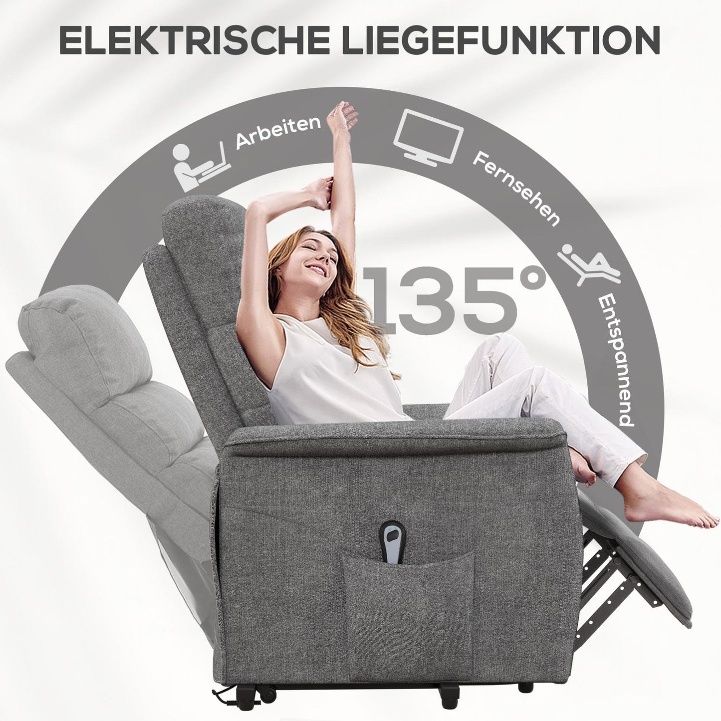 Electric recliner with stand-up aid and remote control
