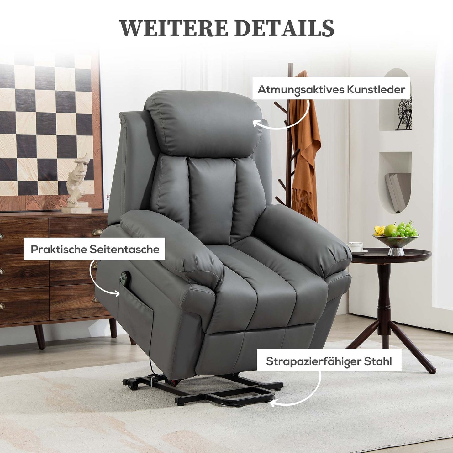 Electric recliner with stand-up aid and remote control