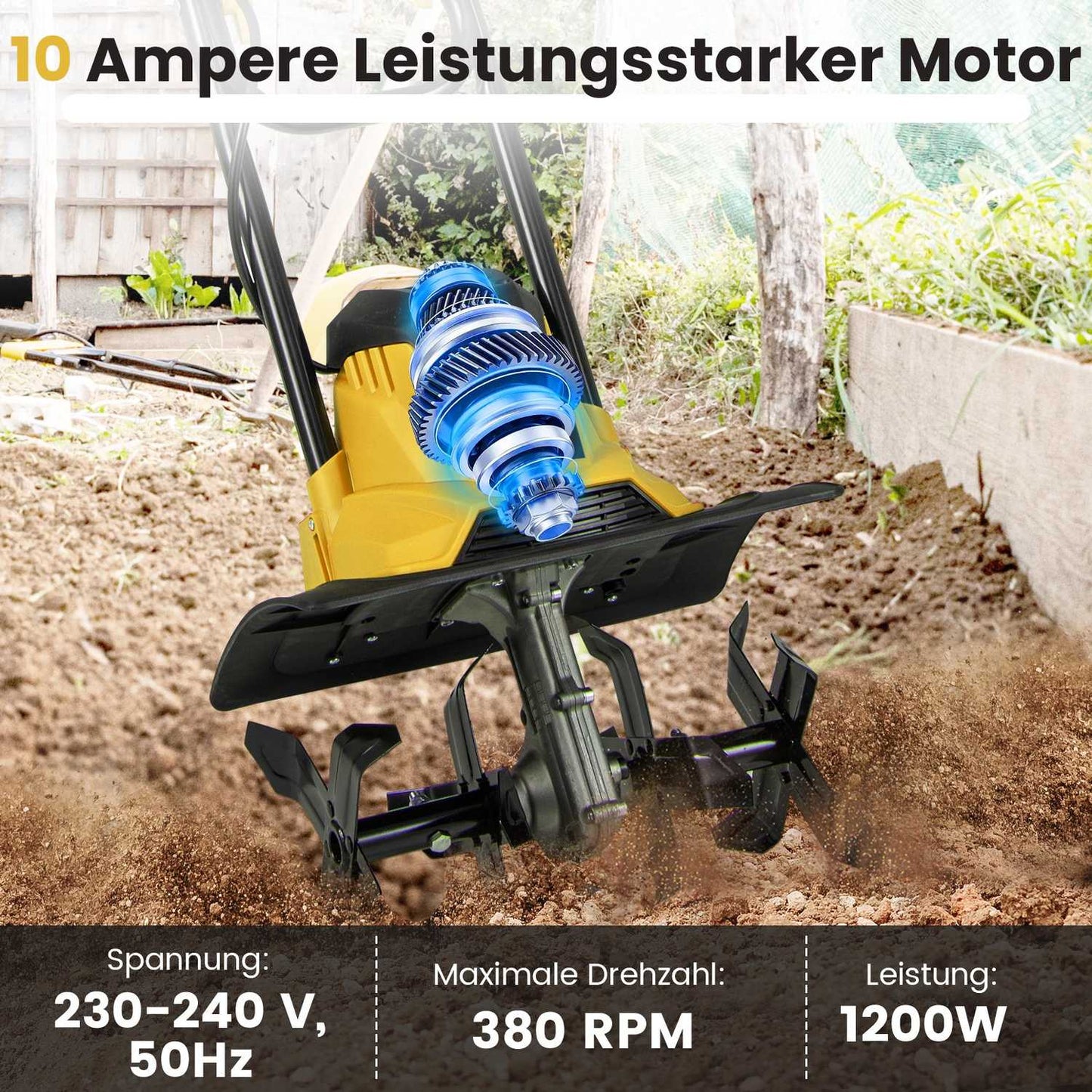 Electric Tiller 1200W, 36cm Width, 22cm Depth
