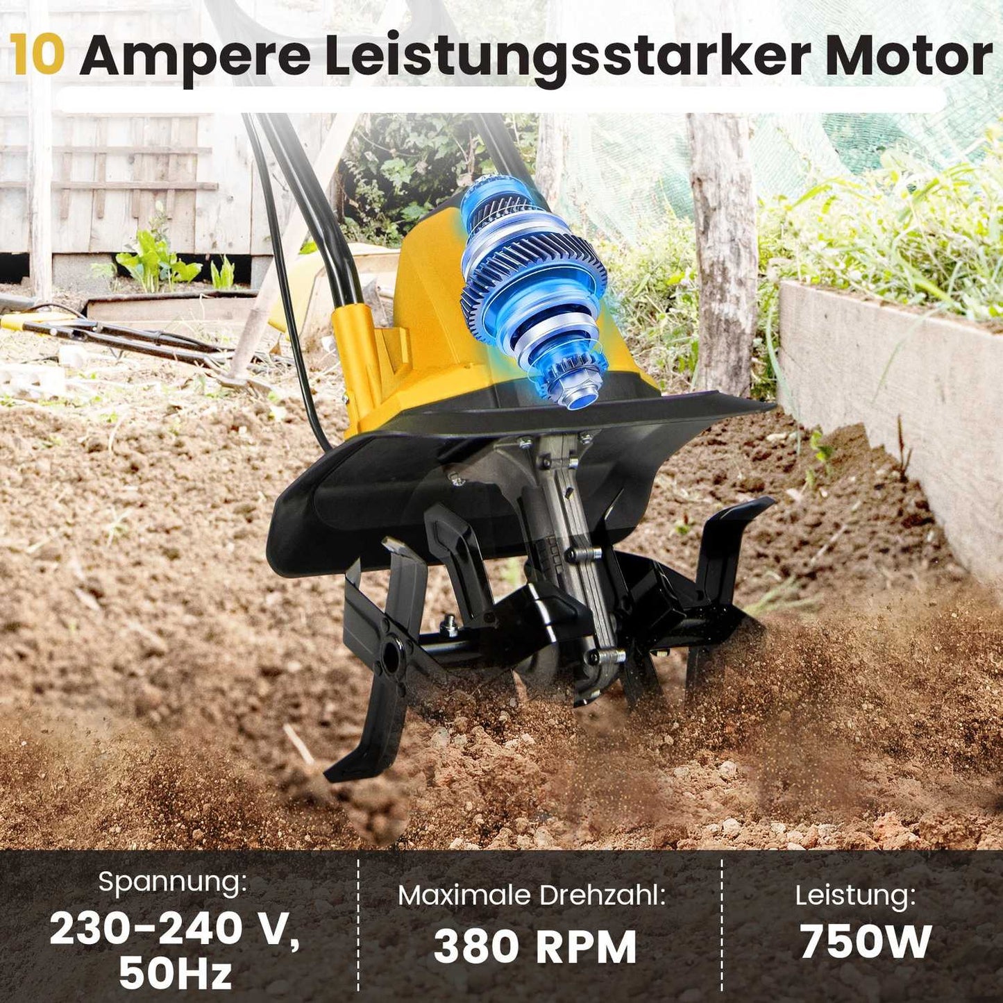 Electric Tiller 750W – 32cm Width, 22cm Depth