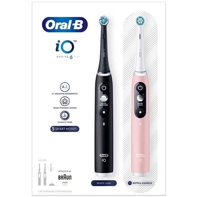 Electric Toothbrush iO6, Black/Light Rose, 3 Brush Heads