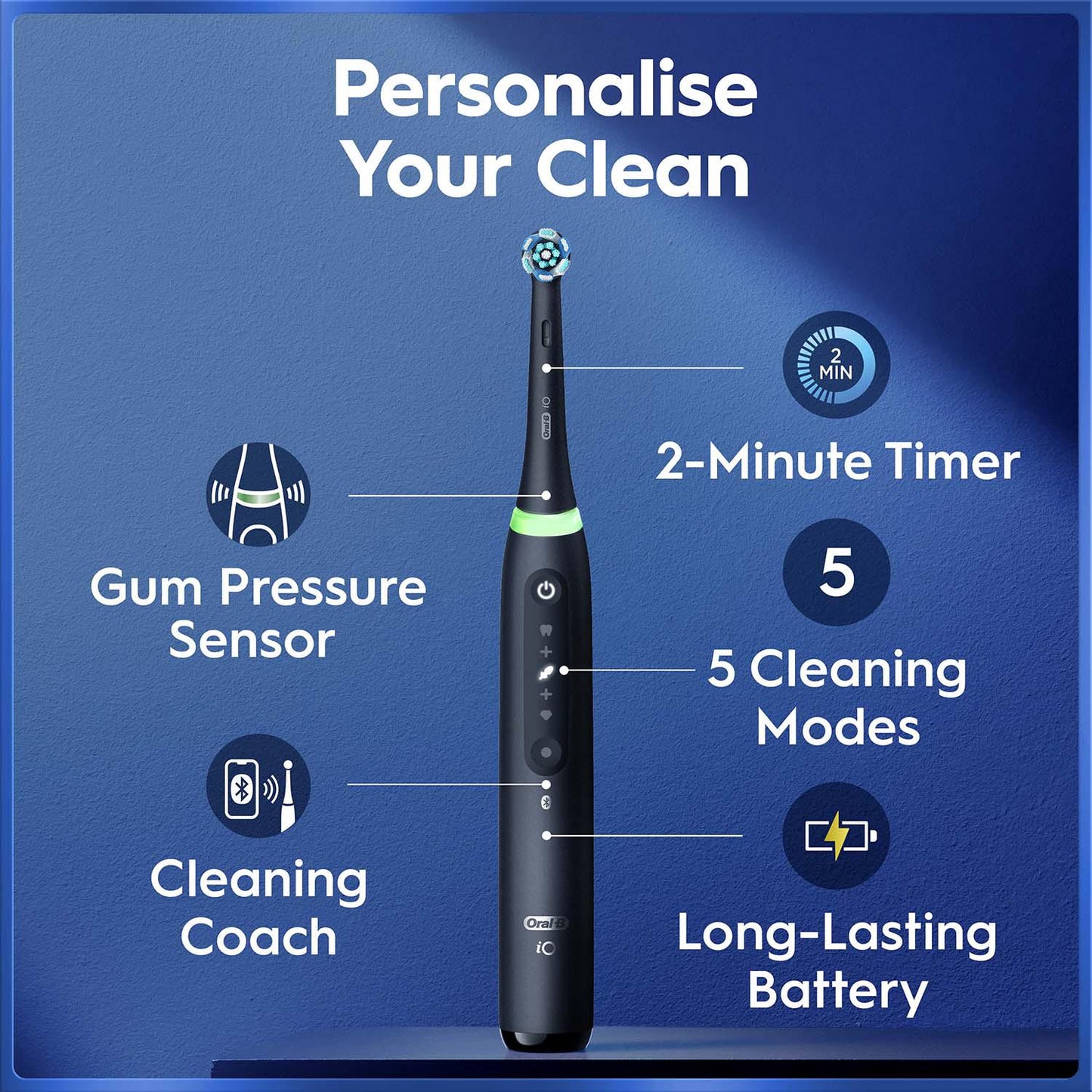 Electric Toothbrush with Travel Case, 5 Modes, Black