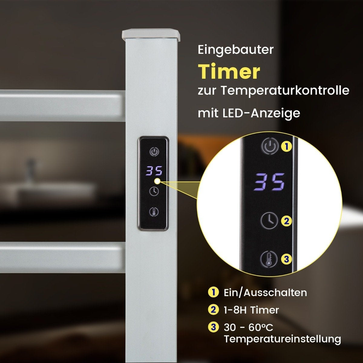 Electric Towel Warmer, 8-Hour Timer, Overheat Protection