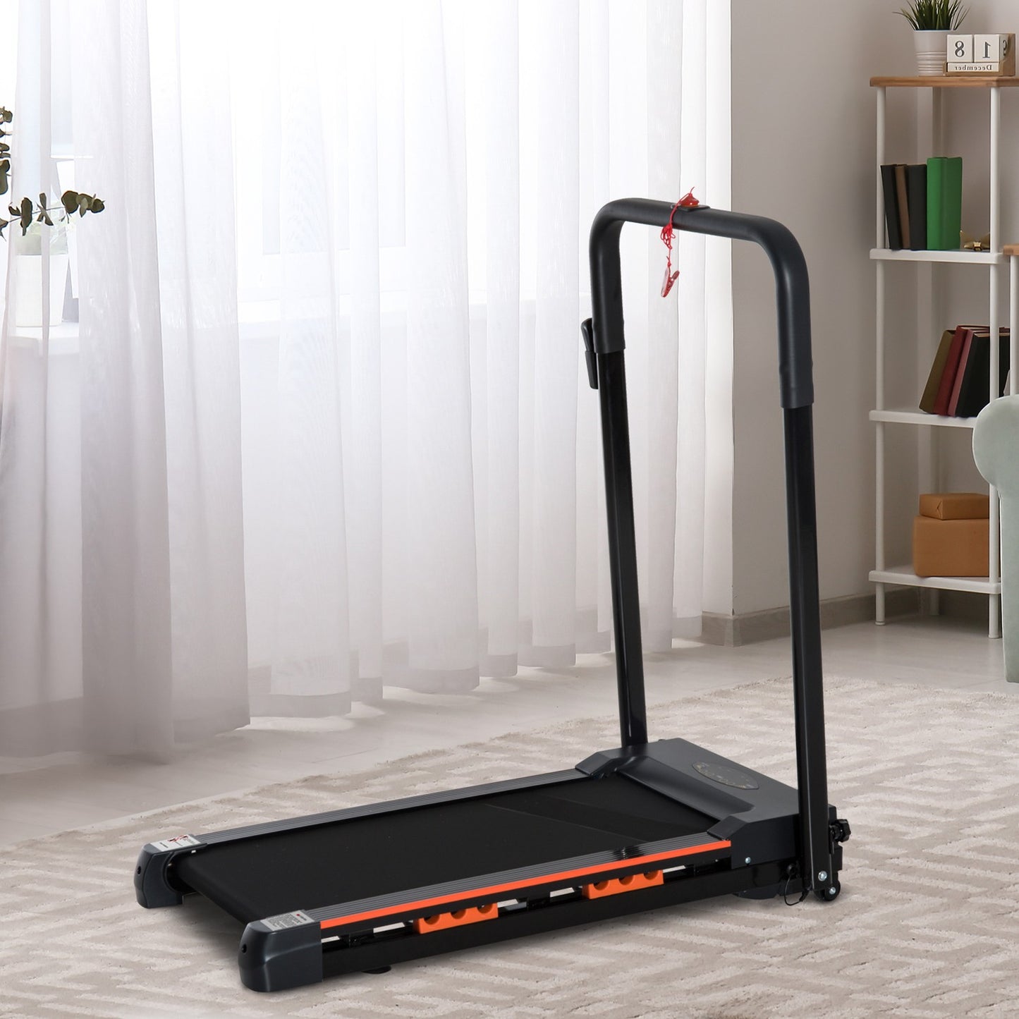 Folding Electric Treadmill - LCD Screen, Steel, Black