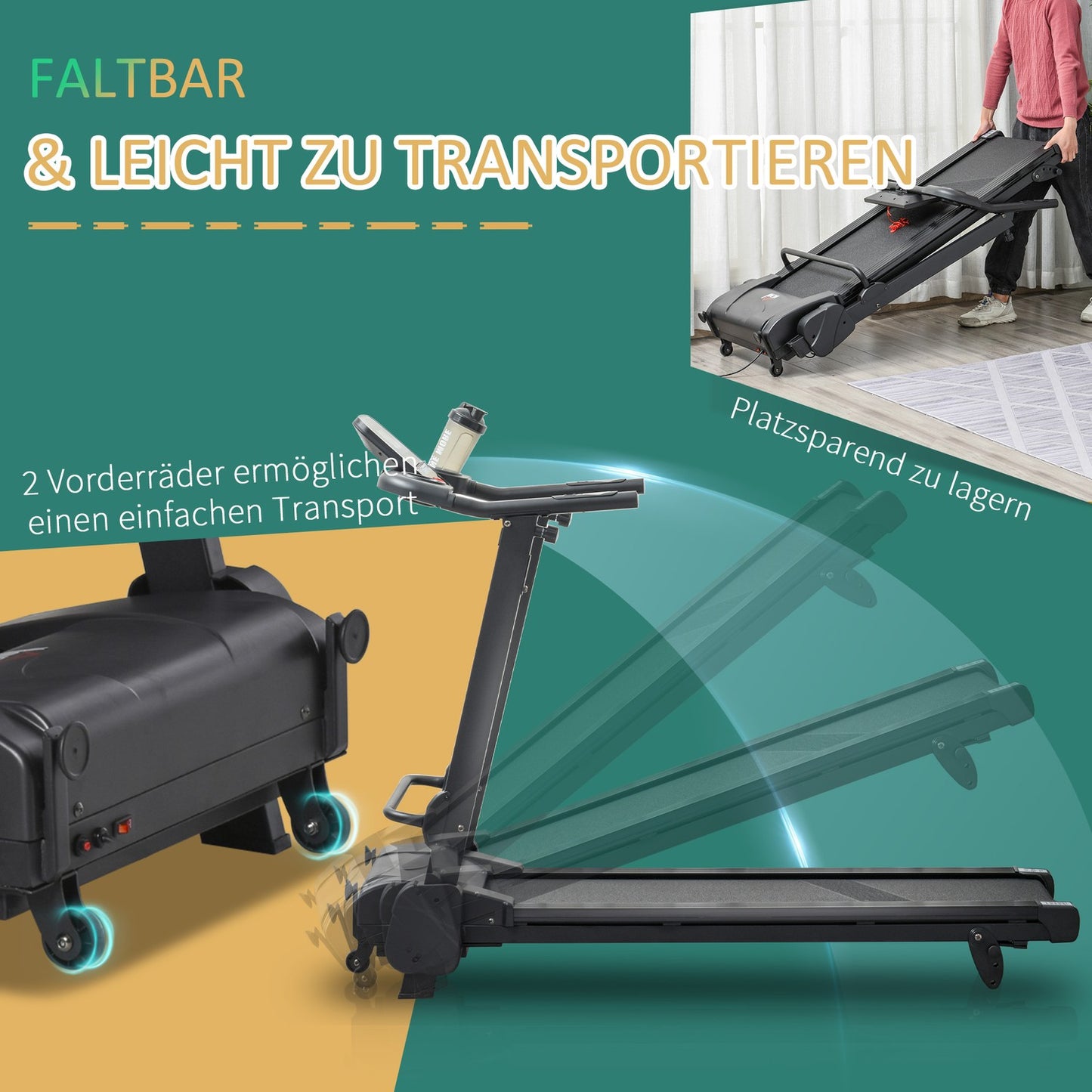 Foldable electric treadmill with LCD & MP3, 1-14 Km/H