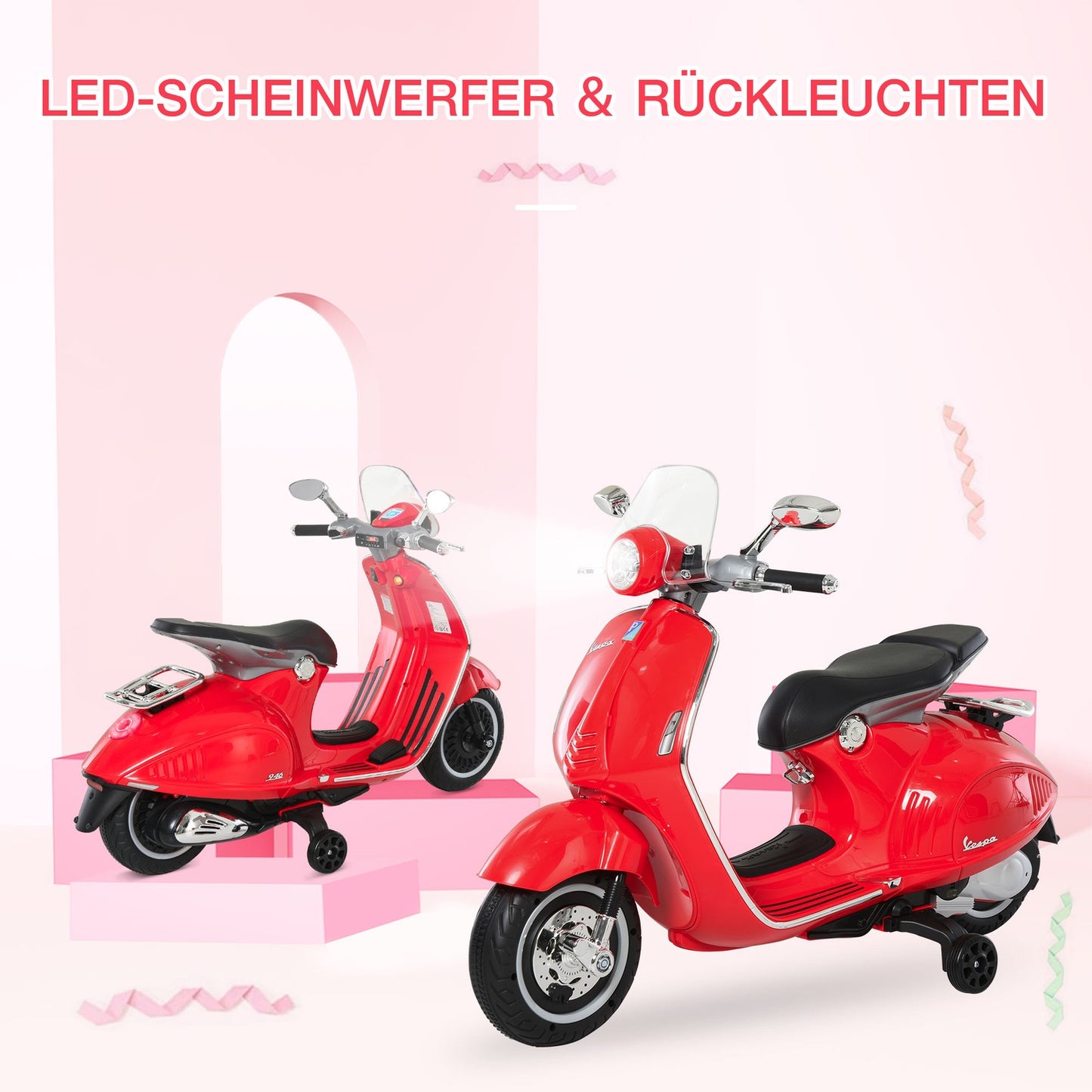 Electric motorcycle for children with MP3 & lights, red