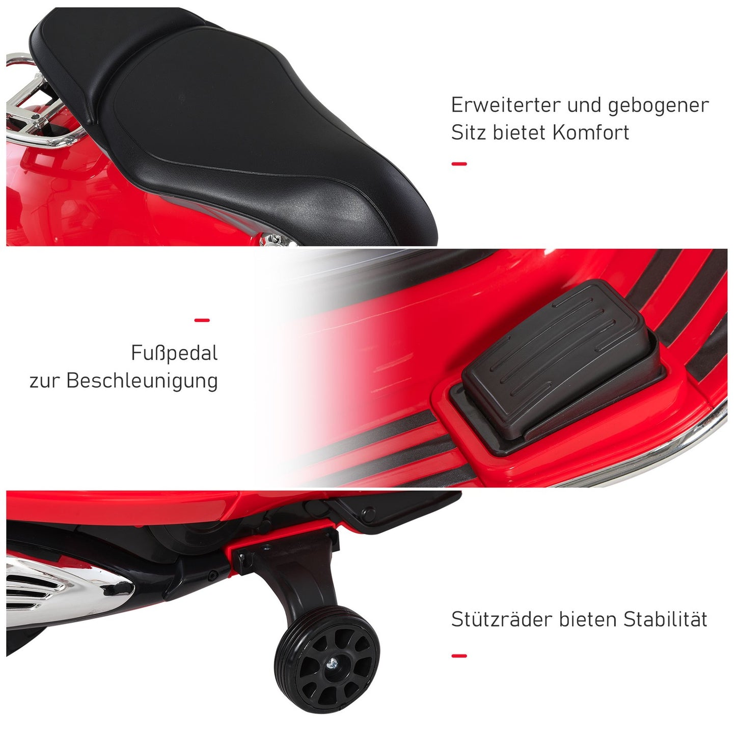 Electric motorcycle for children with MP3 & lights, red