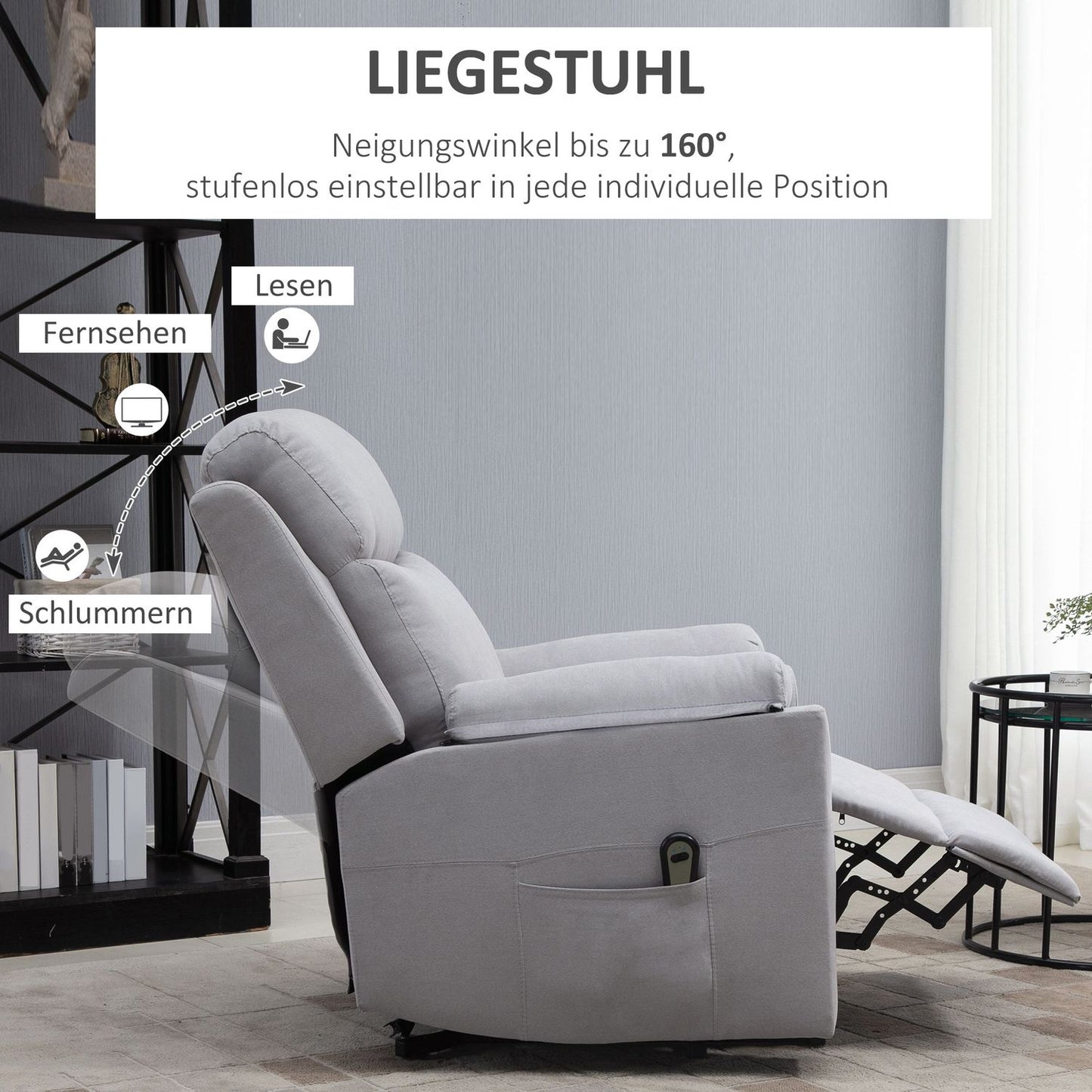 Electric recliner for seniors, standing aid, linen gray