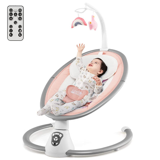 Electric baby swing baby rocker with 5 swing levels 65.5 x 71.5 x 76 cm pink